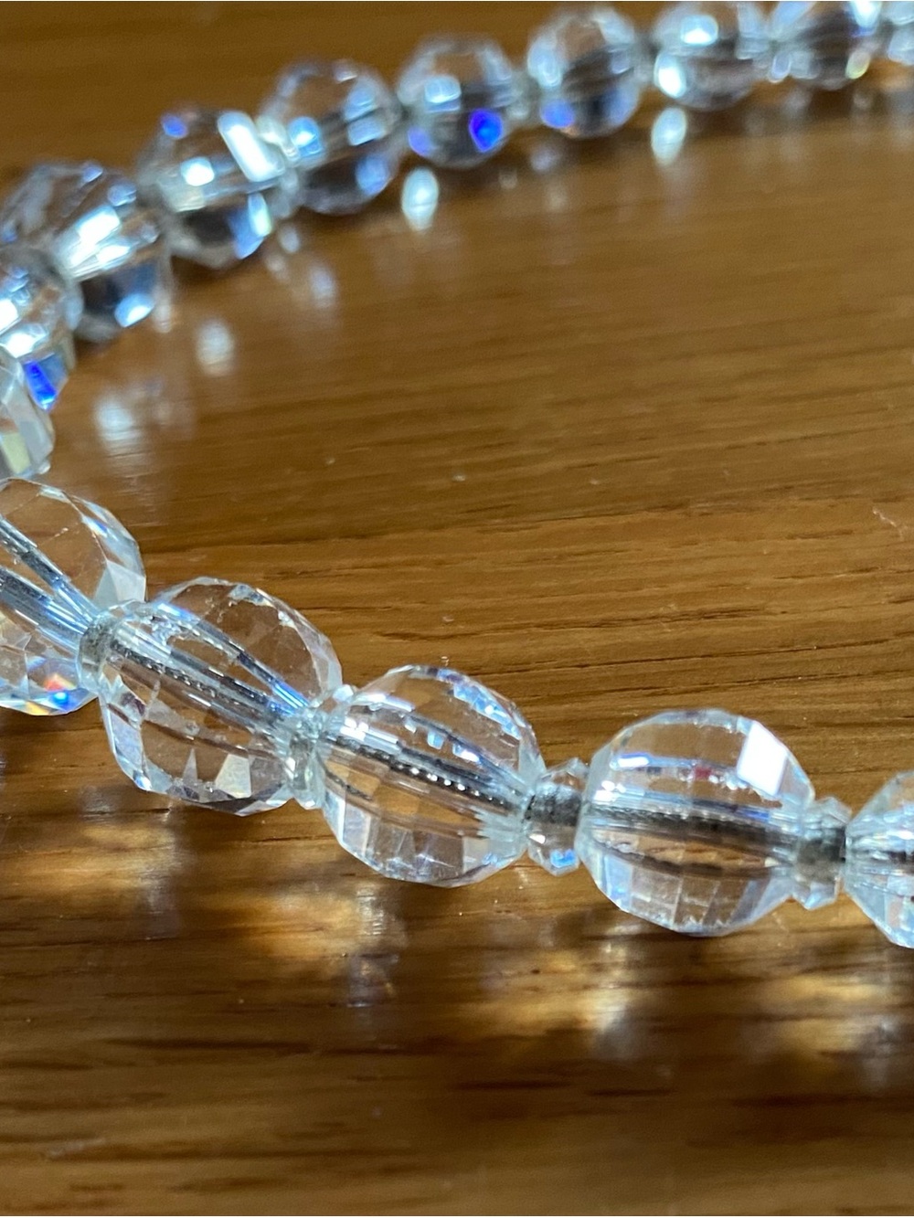 Vintage Faceted Rock Crystal Heavy Mid century with sterling chain/clasp - Picture 2 of 7